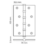 Петля дверная RUCETTI врезная "RS 100X70X2.5-4BB SN" — изображение 2